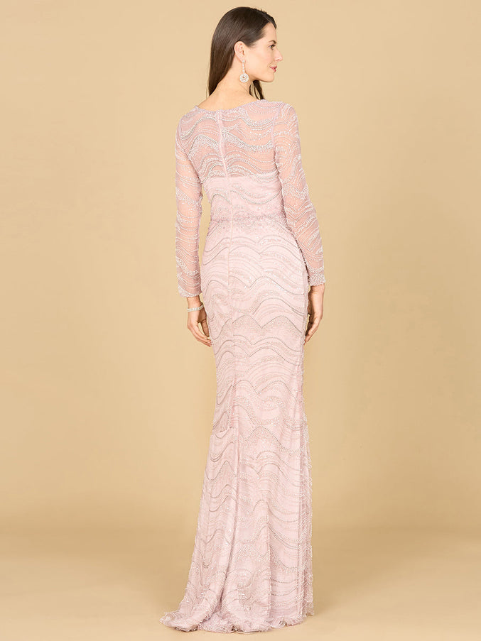 Lara New York 29152 Long Sleeve Lace Fitted Gown