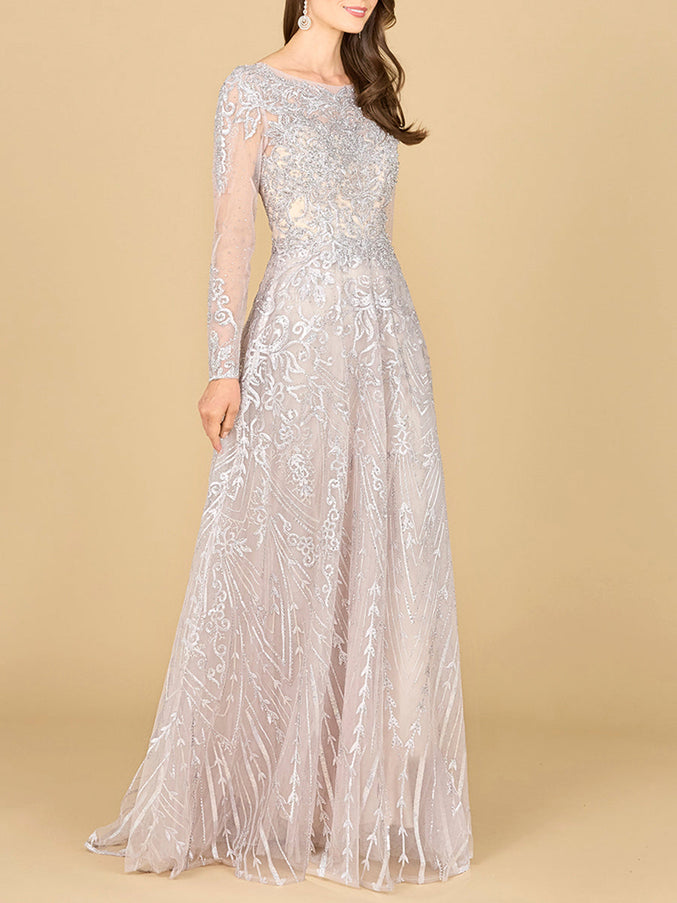 Lara New York 29154 Long Sleeve High Neck Gown