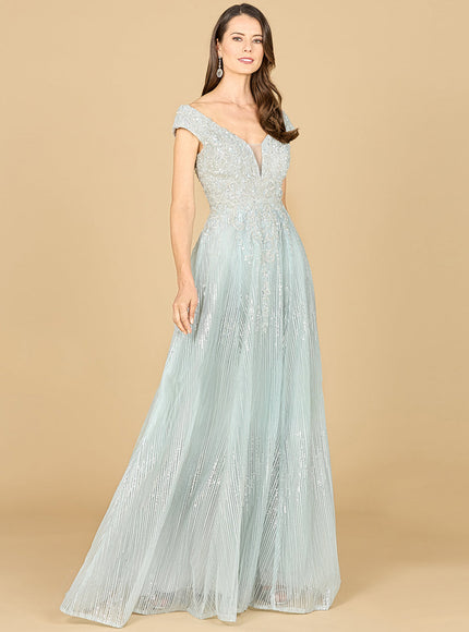 Lara New York 29160 Cap Sleeve Lace Ballgown Dusty Sage