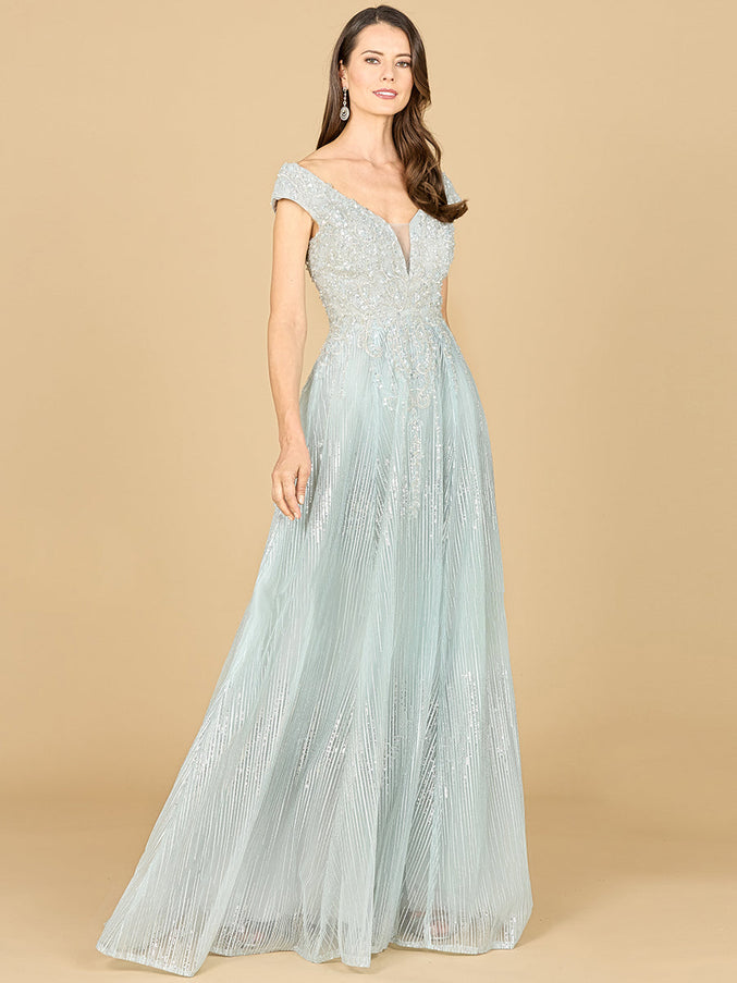 Lara New York 29160 Cap Sleeve Lace Ballgown Dusty Sage