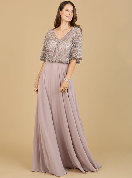 Chiffon A-line Long Gown Dusty Purple