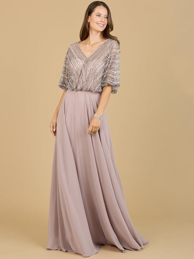 Chiffon A-line Long Gown Dusty Purple