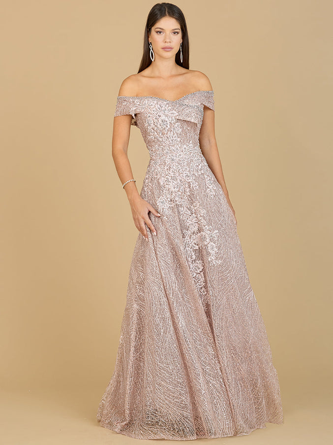 Lara New York 29191 Off Shoulder A-Line Gown Antique rose