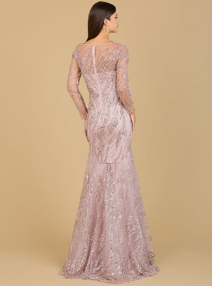 Lara Long Sleeve Mermaid Beaded Gown