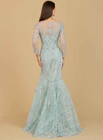 Lara Long Sleeve Mermaid Beaded Gown