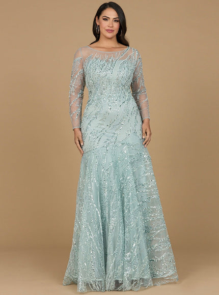 Lara Long Sleeve Mermaid Beaded Gown