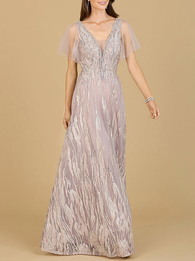 Lara New York 29201 Cape Sleeve V-Neck Gown