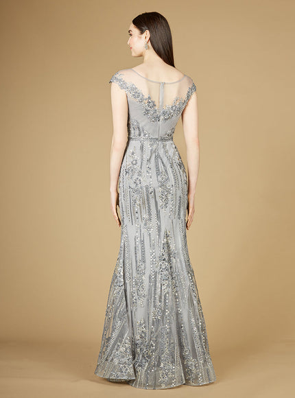 Cap Sleeve, Mermaid Lace Gown with High Neck OUTLET
