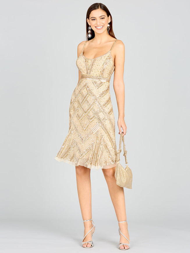Lara 28860 Beaded Flounce Dress
