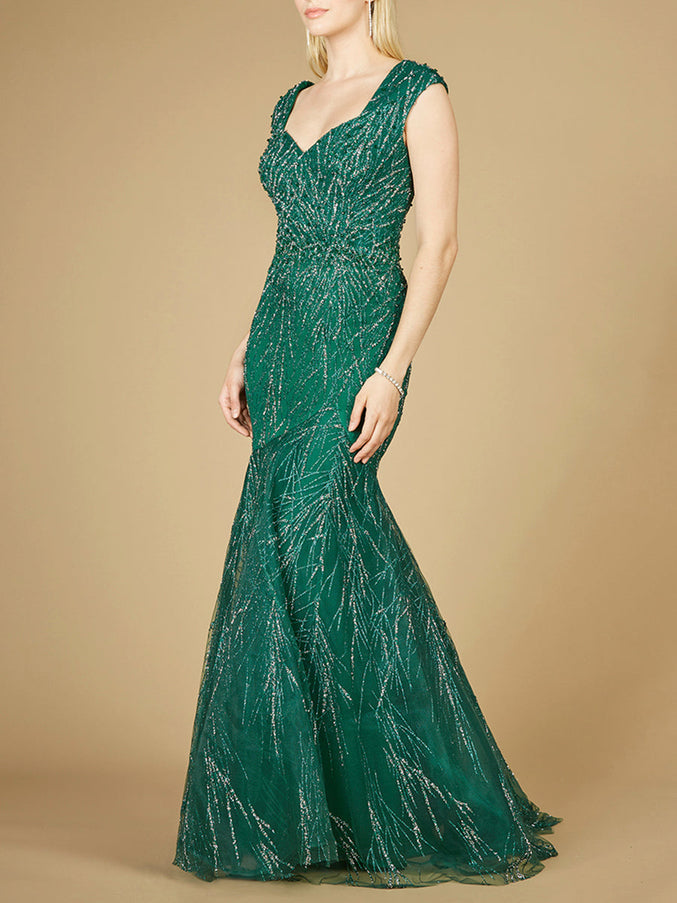 Lara New York 29233 Cap Sleeve Mermaid Beaded Gown