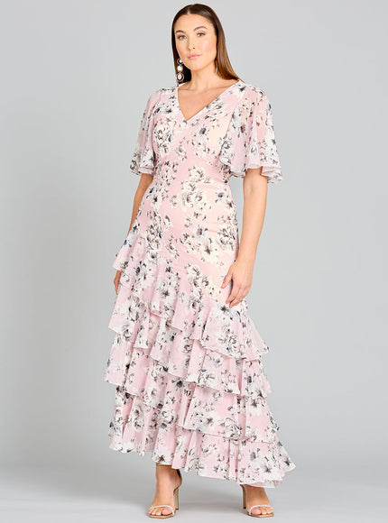 Lara New York 29246 Cape Sleeve Print Dress Blush