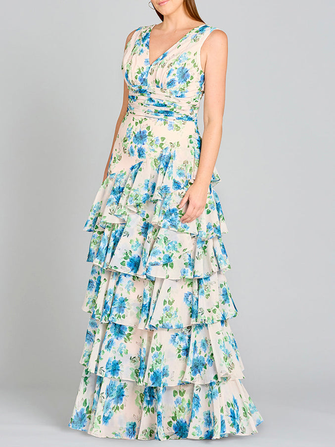 Lara New York 29249 Ruffle Skirt Print Dress