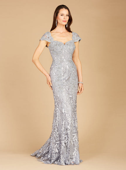 Lara Fitted Lace Mermaid Gown Slate