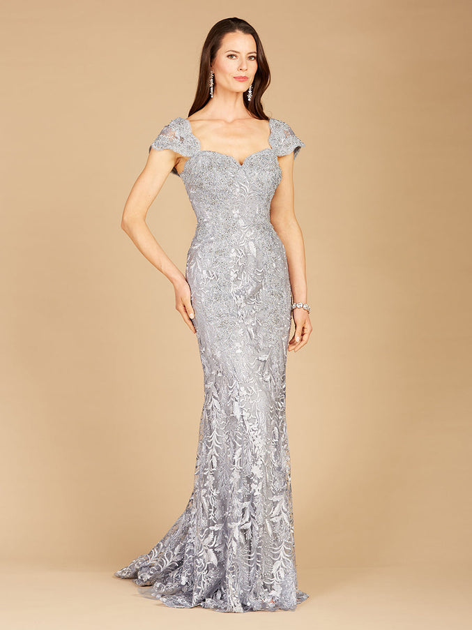 Lara Fitted Lace Mermaid Gown Slate