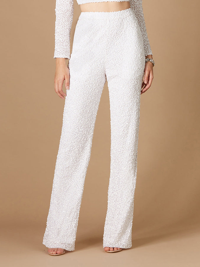 Lara New York 29307 Beaded Pants with Pockets Ivory