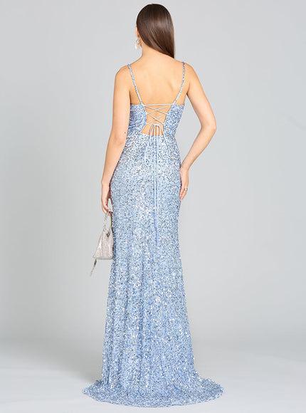 Lara Beaded V Neck Dress with Slit