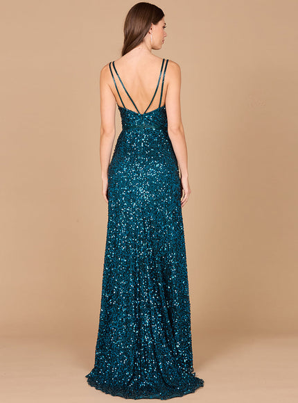 Lara Beaded Prom Dress with High Slit