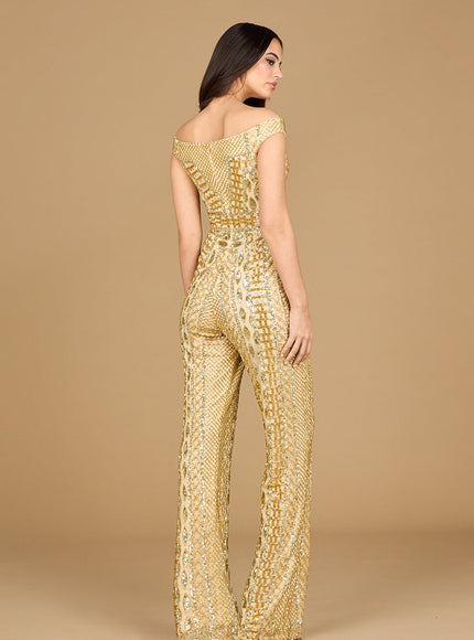 Beaded Off Shoulder Jumpsuit