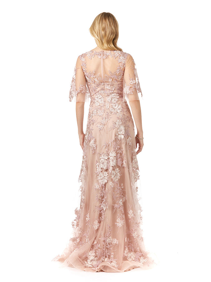 Lara New York 29325 Cape Sleeve Lace Modest Gown