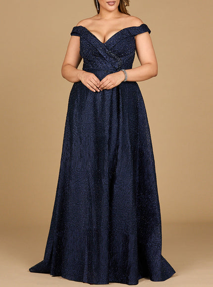 Tonal Beaded Off Shoulder Ballgown