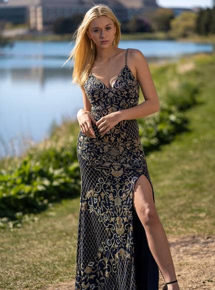 Beaded Tank Dress with Slit - OUTLET