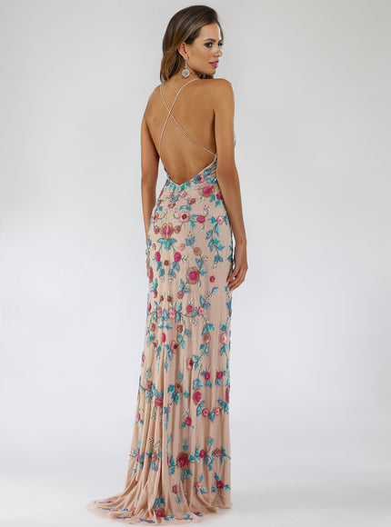 Lara 29486 - Thigh High Slit with Open Back Dress
