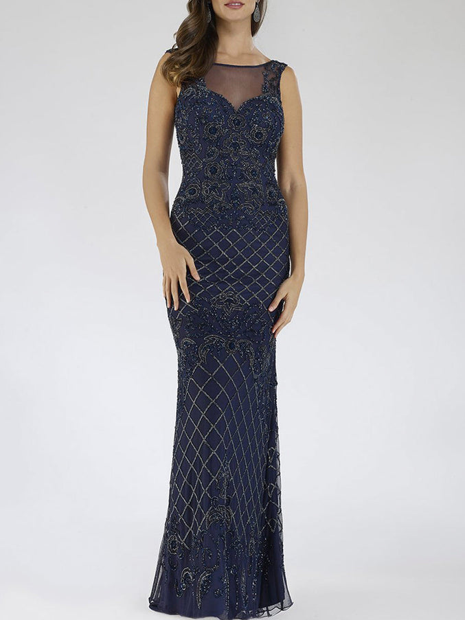 Lara New York 29538 Illusion Neckline Long Dress