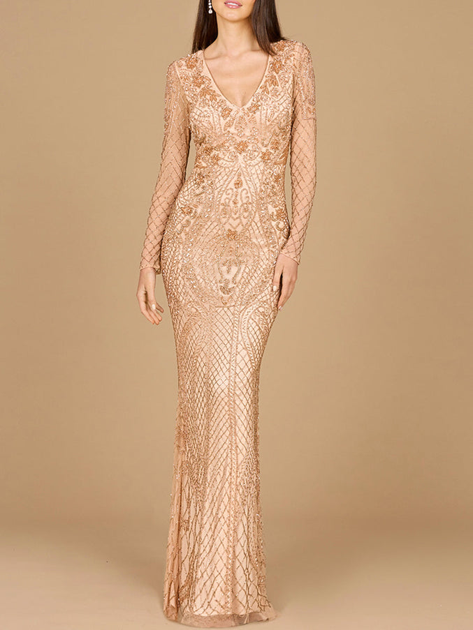Lara New York 29615 Long Sleeve Beaded Dress