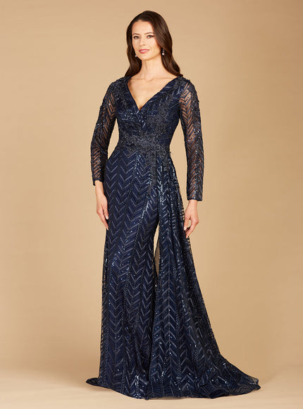 Lara 29620 - Lace Skirt Overlay Dress OUTLET Navy