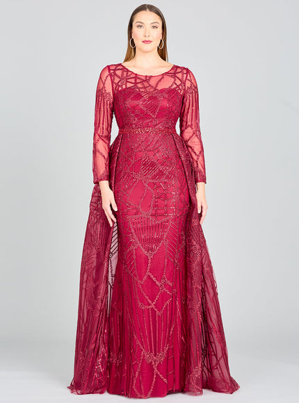 Lara New York 29633 Gorgeous Overskirt Dress with Long Sleeves