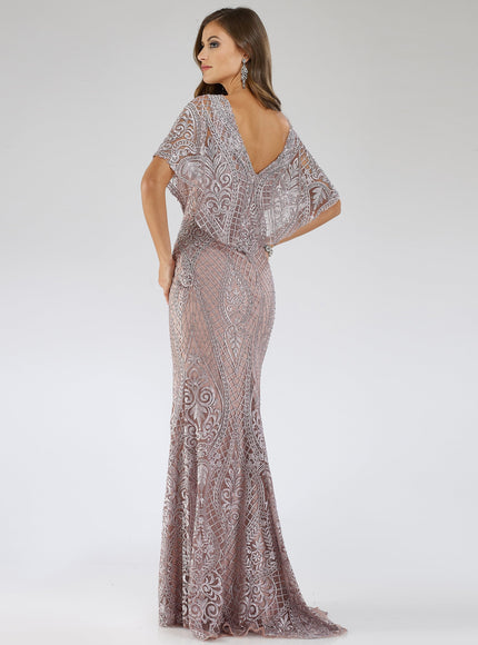 Lara 29673 - Cape Sleeve Mermaid Gown