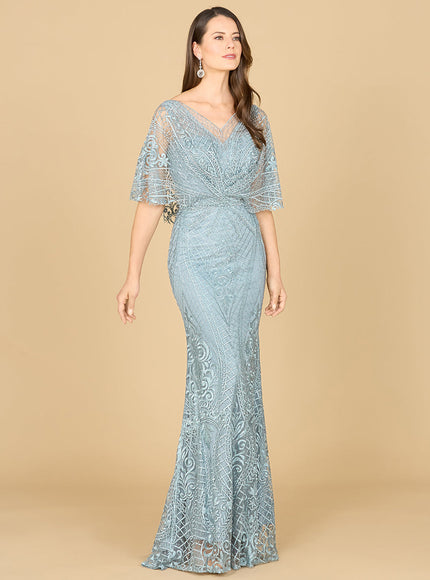 Lara 29673 - Cape Sleeve Mermaid Gown