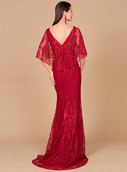 Lara 29673 - Cape Sleeve Mermaid Gown