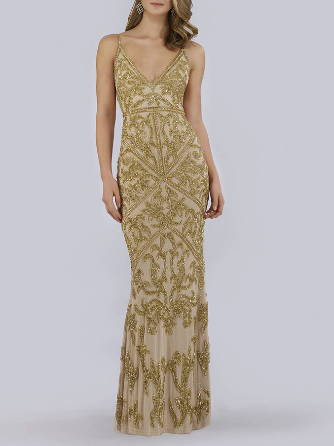 Lara New York 29744 Spaghetti Strap Beaded Dress