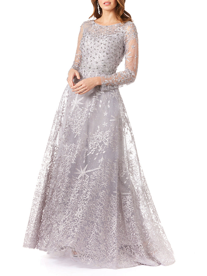 Lara New York 29759 Long Sleeves Ballgown Fully Embellished Stone