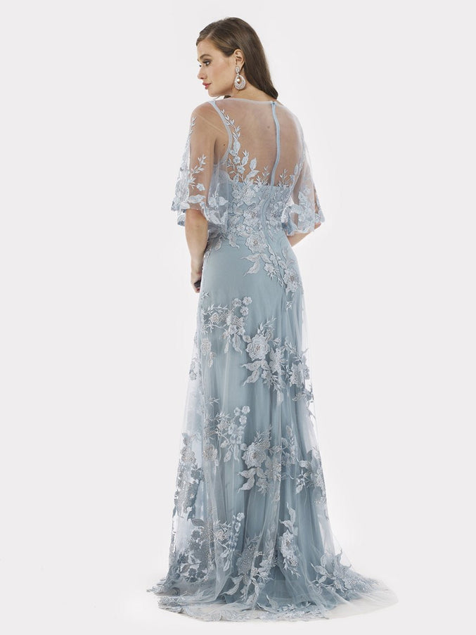 Lara New York 29772 Cape Sleeves A-Line Lace Gown