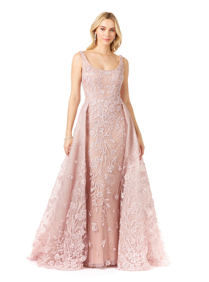 Overskirt Lace Fitted Gown Dusty Purple