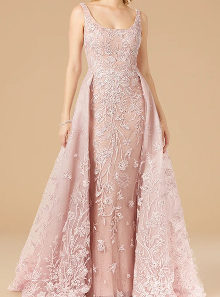 Lara New York Dusty Purple Overskirt Lace Gown