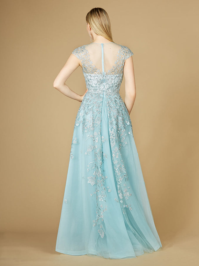 Lara New York 29798 Floral Appliques High Neck Ball Gown