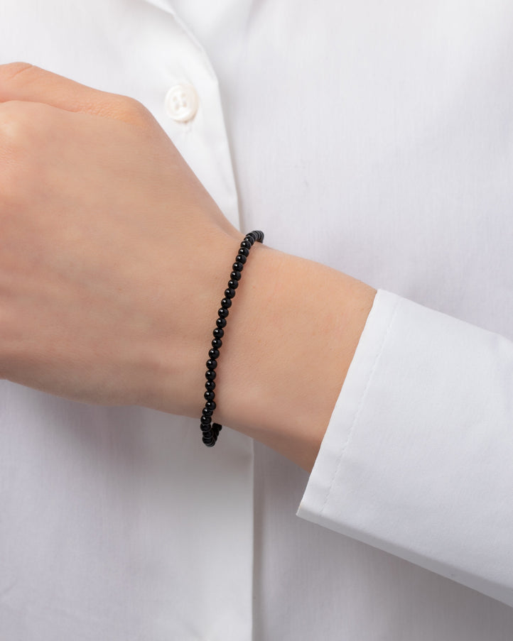Zoe Lev 3mm Black Onyx Bead Bracelet