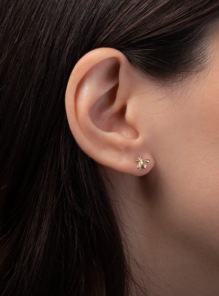 Zoe Lev 14K Gold Bee Stud Earrings