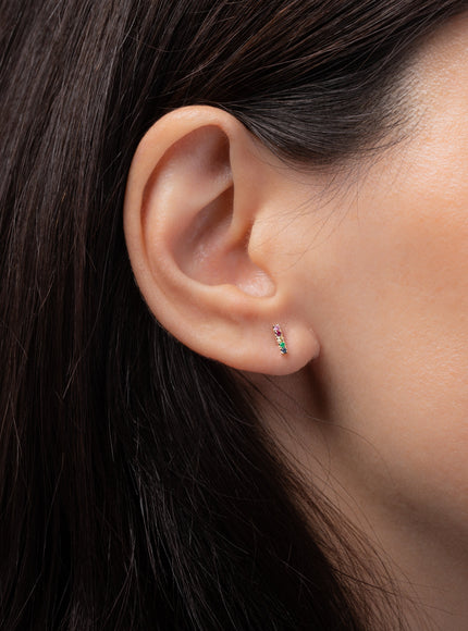 Zoe Lev 14K Gold Rainbow Bar Stud Earrings