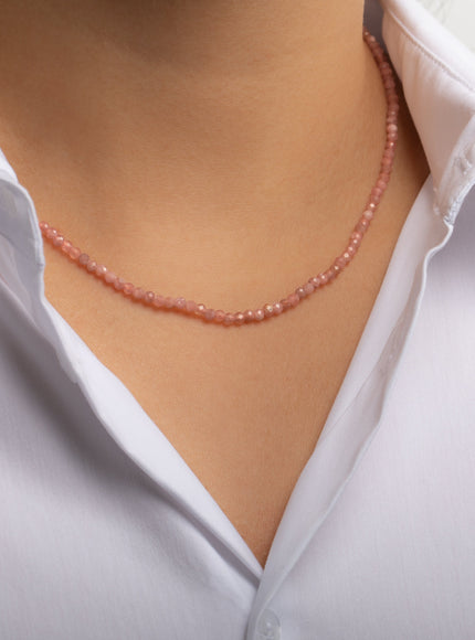 Zoe Lev Pink Rhodochrosite Bead Necklace