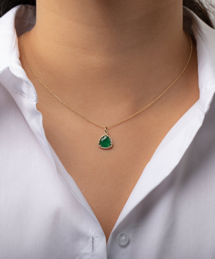Zoe Lev Diamond Emerald Pendant