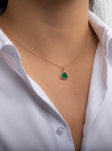Zoe Lev Diamond Emerald Pendant