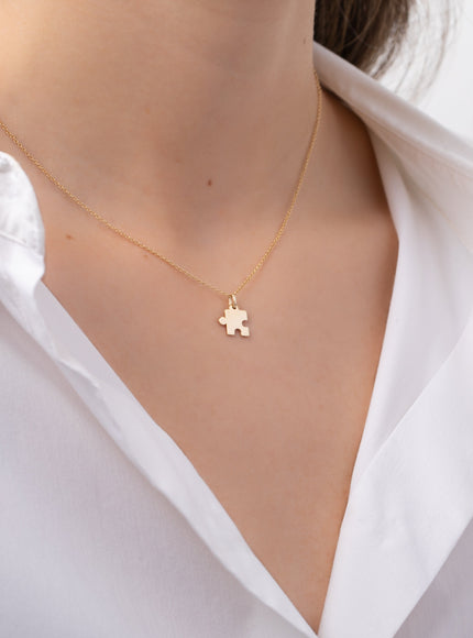 Zoe Lev 14K Gold Puzzle Piece Necklace