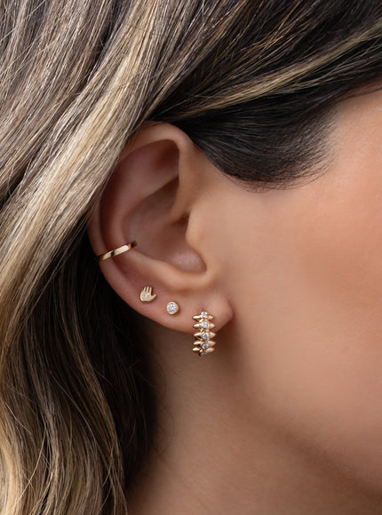 Zoe Lev 14K Gold Tiny Hamsa with Diamond Stud Earring