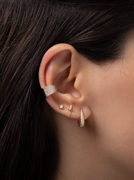 Zoe Lev Diamond Pave Dome Claw Huggie Earrings
