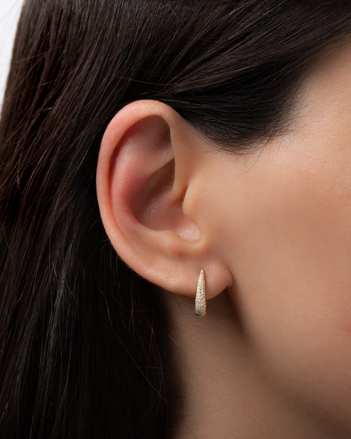 Zoe Lev Diamond Pave Dome Claw Huggie Earrings