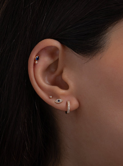 Zoe Lev Double Diamond Huggie Earrings